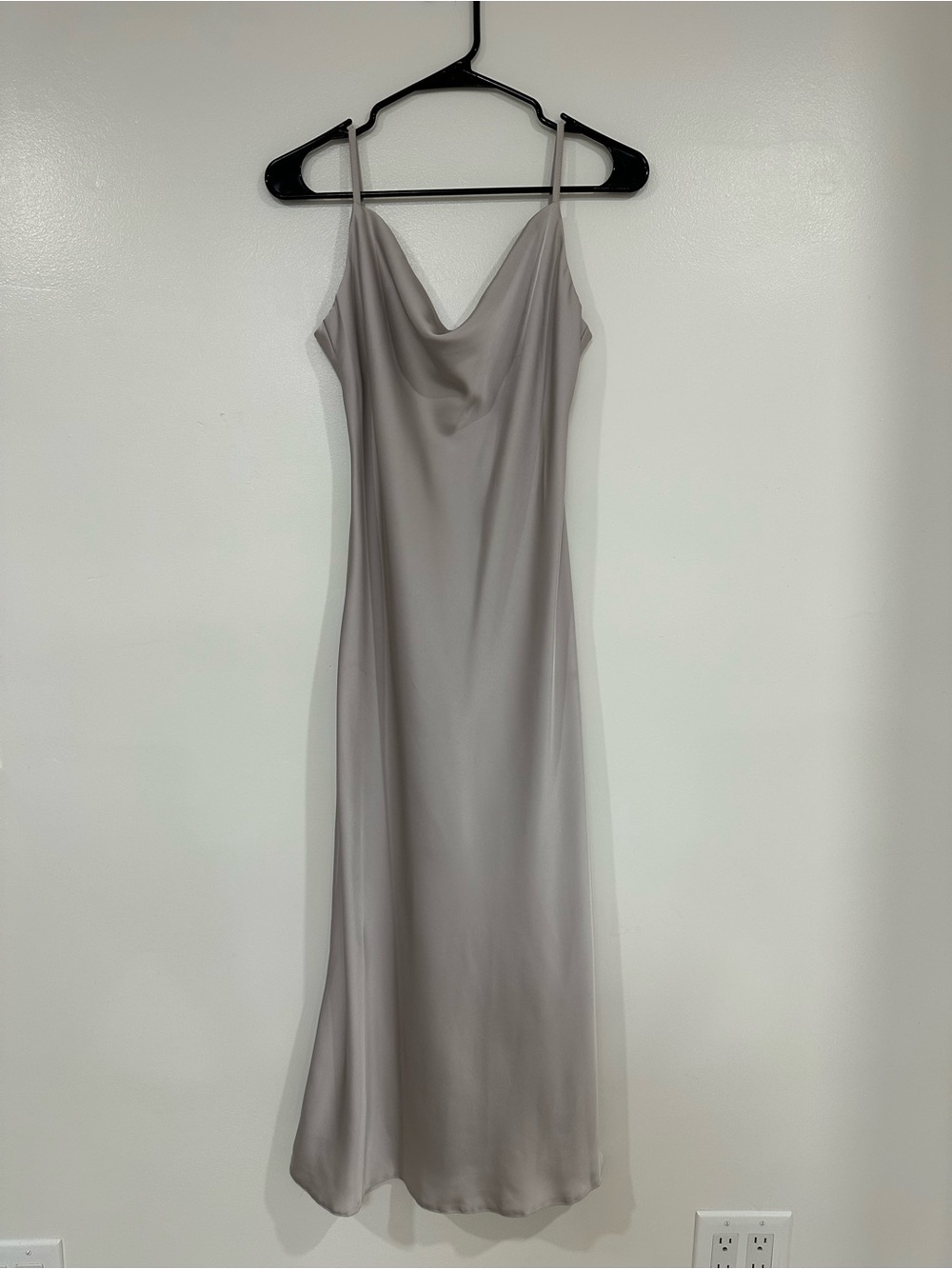 Elegant Cowl Neck Slip Dress in Light Gray
